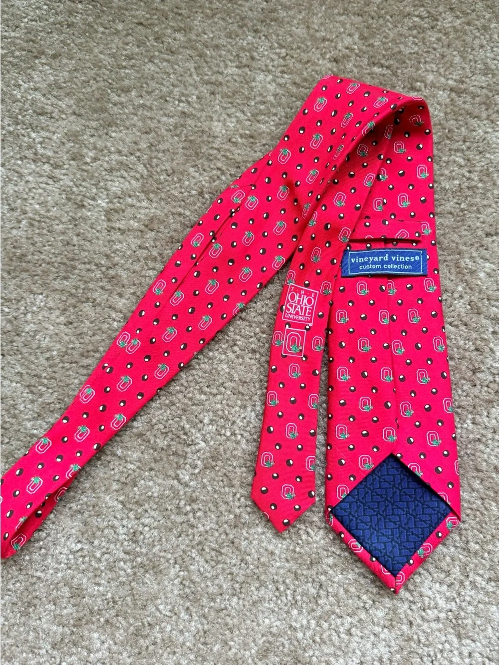 Lot of 3 Ohio State Buckeyes neckties Vineyard Vines OSU NCAA football